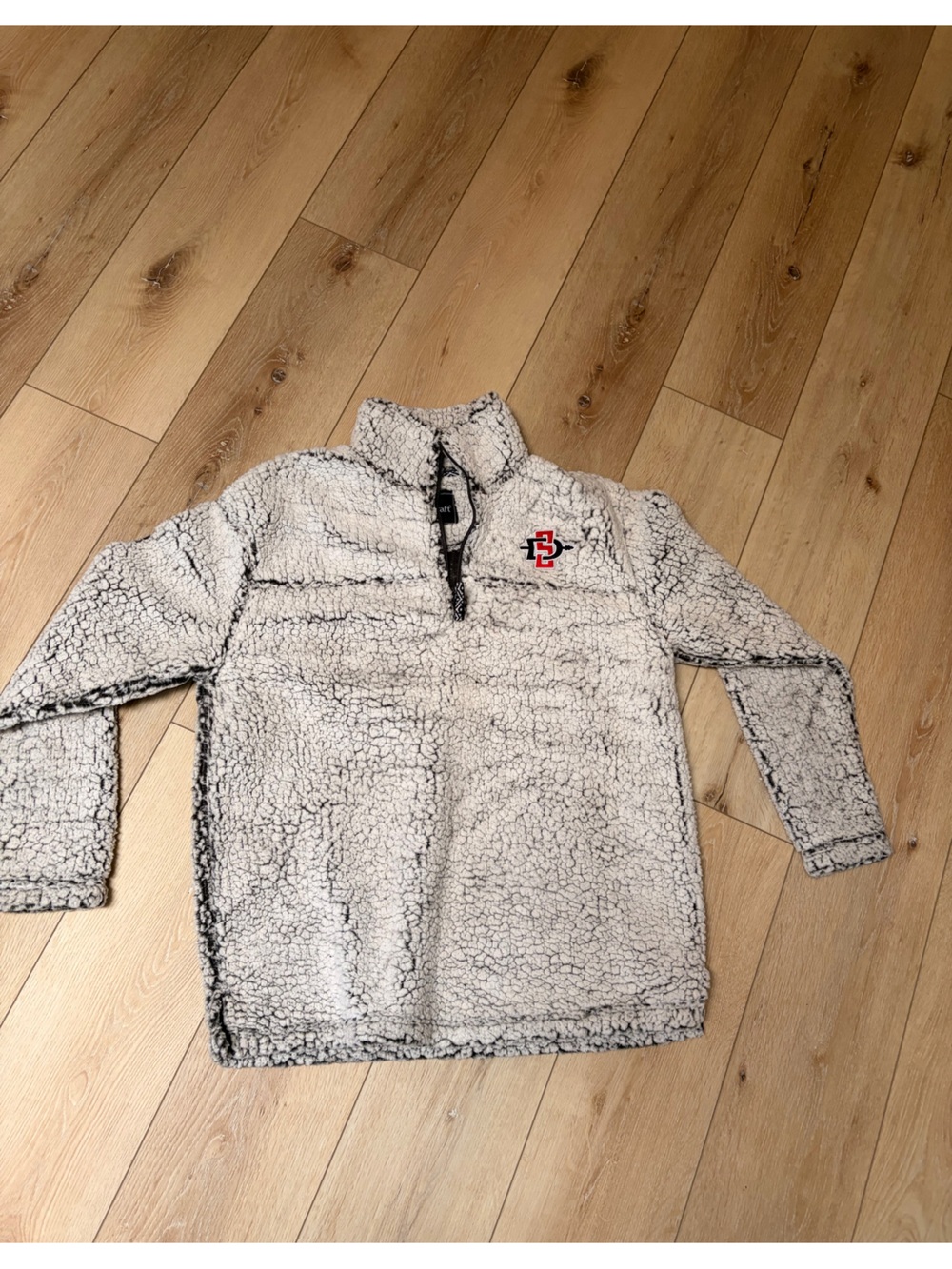 boxercraft Cream Sherpa Half-Zip Pullover with Black Trim
